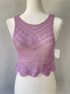 Charlotte Russe Crochet Crop Top Small Lavender NWT Boho Festival Summer